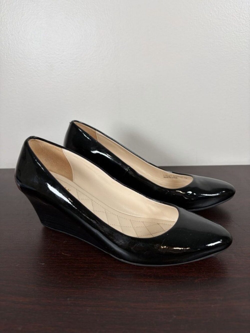 Cole Haan Catalina Size 7 Black Wedge Pump Patent leather